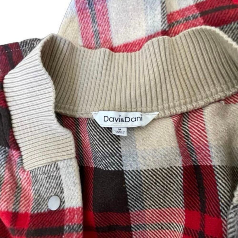 Davi & Dani Red Plaid Button Down Tie Waist Long … - image 8